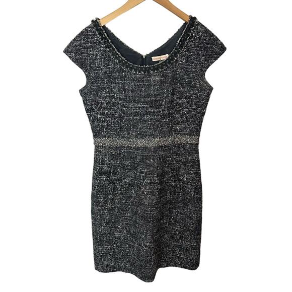 Rebecca Taylor Sequin Boucle Dress Womens Size 12 Wool Sleeveless Back Zip Gray - Picture 1 of 10